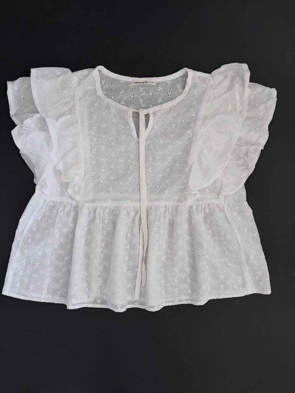 White eyelet babydoll top OS ruffle trim CONTINUER DE NICE CLAUP Japan